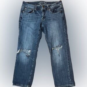 American Eagle Outfitters Boyfit Distressed Blue Jeans Size 8
